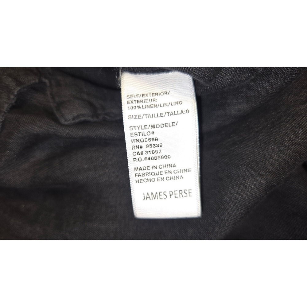 James Perse size 0 black 100% Linen Button Romper Jumpsuit Long sleeve - Picture 5 of 5